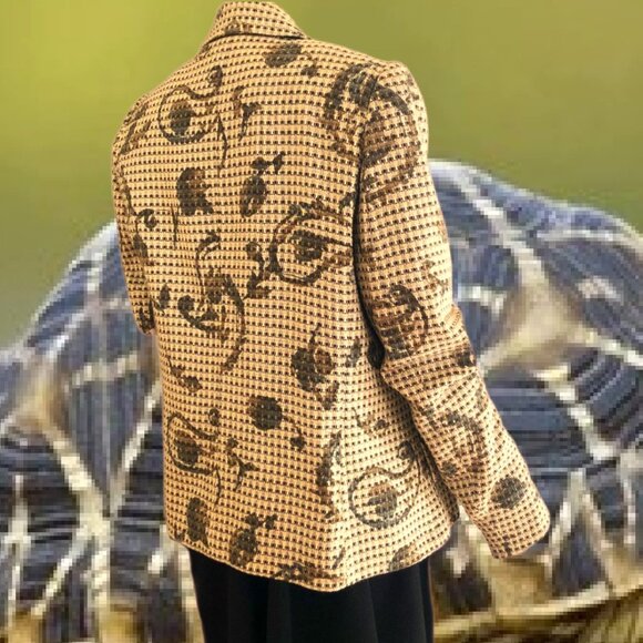 ECAILLE Paris Wool Blend Tweed Gold Thread Thread Excellent Cond Jacket Sz 10 - Picture 5 of 6